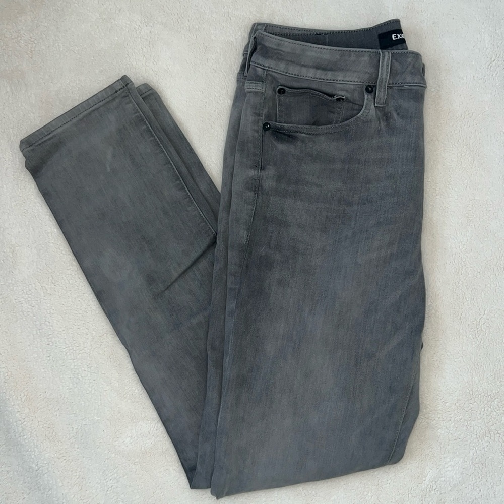Express Slim Hyper Stretch Gray Jeans